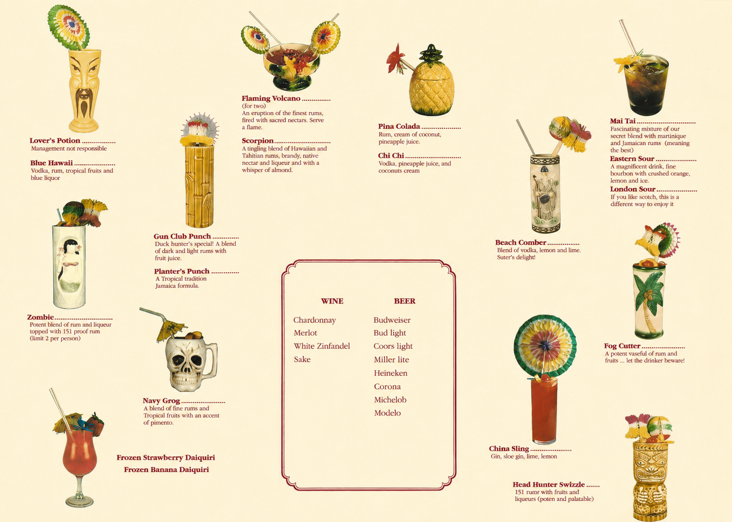 Updated China Chefs drink menu